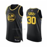 Camiseta Golden State Warriors Stephen Curry #30 Ciudad 2021-22 Autentico Negro