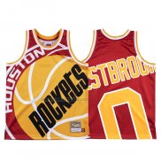 Camiseta Houston Rockets Russell Westbrook #0 Mitchell & Ness Big Face Rojo
