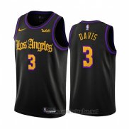 Camiseta Los Angeles Lakers Anthony Davis #3 Ciudad 2019-20 Negro