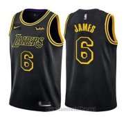 Camiseta Los Angeles Lakers LeBron James #6 Ciudad 2019 Negro