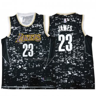 Camiseta Luces de la ciudad Los Angeles Lakers LeBron James #23 Negro