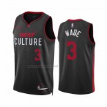 Camiseta Miami Heat Dwyane Wade #3 Ciudad 2023-24 Negro