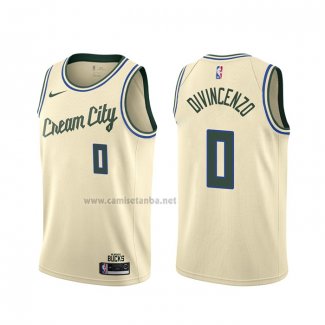 Camiseta Milwaukee Bucks Donte Divincenzo #0 Ciudad Crema