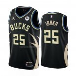 Camiseta Milwaukee Bucks Serge Ibaka #25 Statement 2022-23 Negro