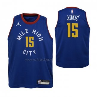 Camiseta Nino Denver Nuggets Nikola Jokic #15 Statement Azul