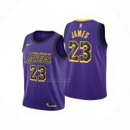 Camiseta Nino Los Angeles Lakers LeBron James #23 Ciudad 2019-20 Violeta