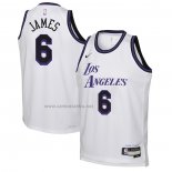 Camiseta Nino Los Angeles Lakers LeBron James #6 Ciudad 2022-23 Blanco