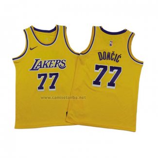 Camiseta Nino Los Angeles Lakers Luka Doncic NO 77 Icon 2024-25 Amarillo