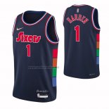 Camiseta Philadelphia 76ers James Harden #1 Ciudad 2021-22 Azul