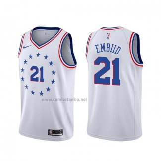 Camiseta Philadelphia 76ers Joel Embiid #21 Earned Blanco