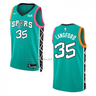 Camiseta San Antonio Spurs Romeo Langford #35 Ciudad 2022-23 Verde