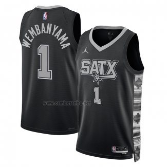 Camiseta San Antonio Spurs Victor Wembanyama #1 Statement 2022-23 Negro