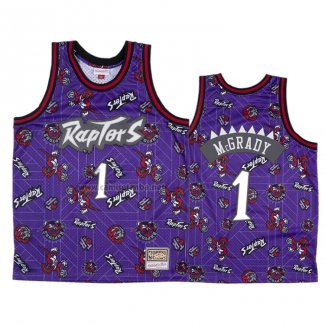 Camiseta Toronto Raptors Tracy Mcgrady #1 Hardwood Classics Tear Up Pack Violeta