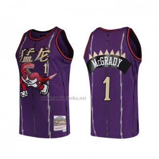 Camiseta Toronto Raptors Tracy Mcgrady #1 Mitchell & Ness 1998-99 Violeta